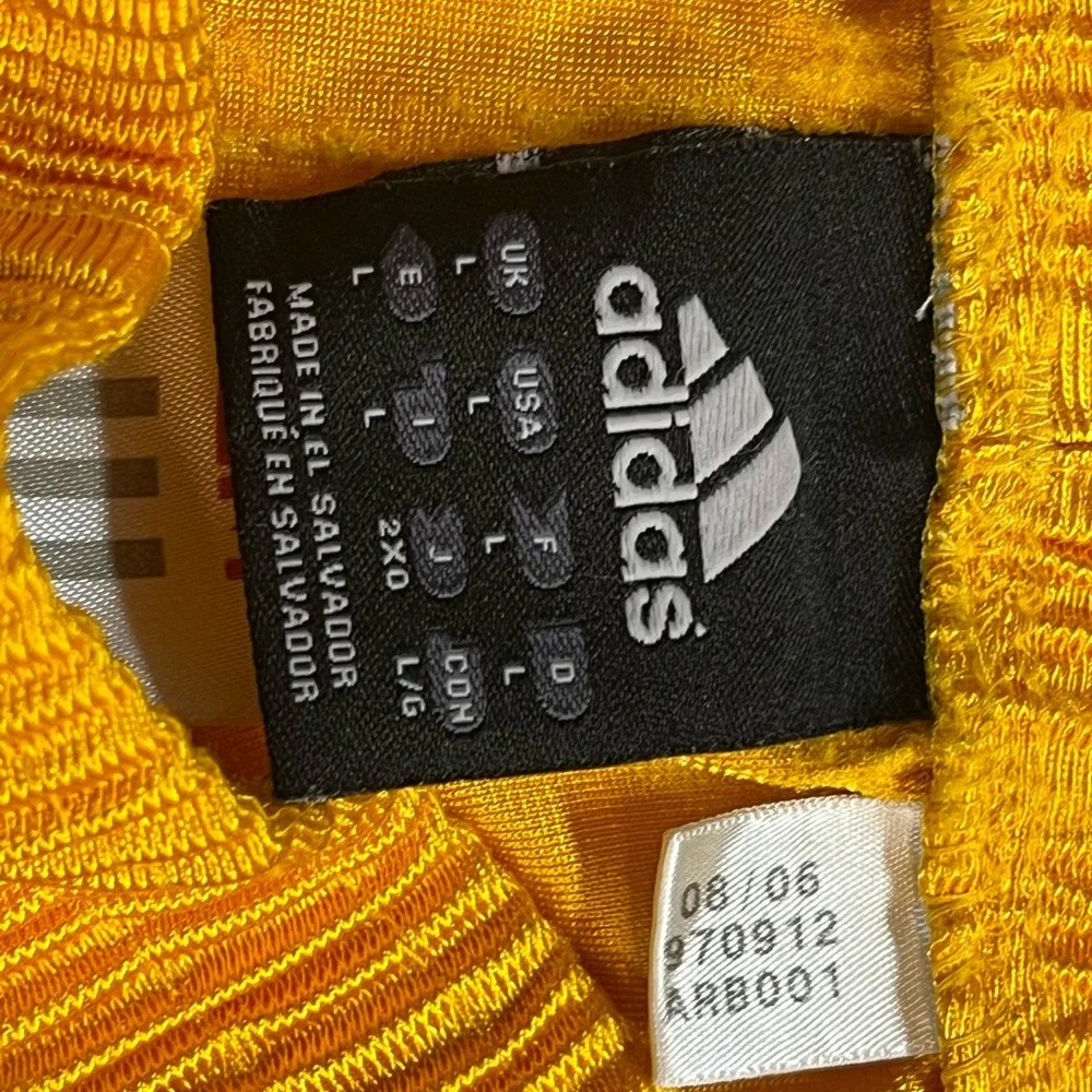 Adidas Athletic Shorts Mens L Yellow Gold 3 Stripe Drawstring - Picture 2 of 7